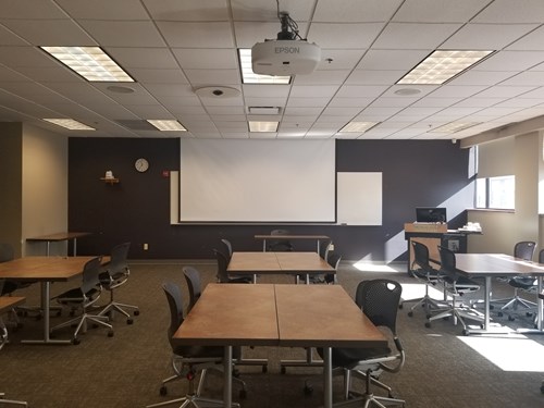 Classroom A with screen down